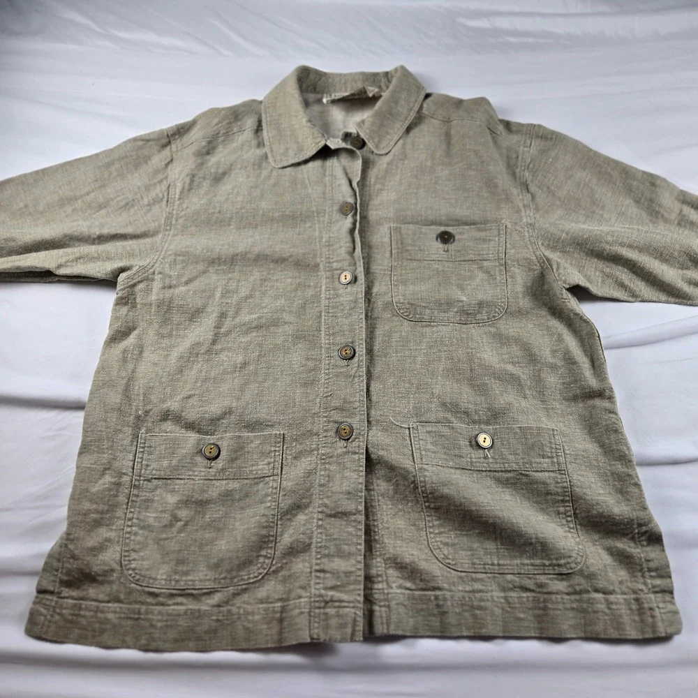 Sostanza Natural Choice Linen‎ Jacket Women's XL Beige Button Front Workwear